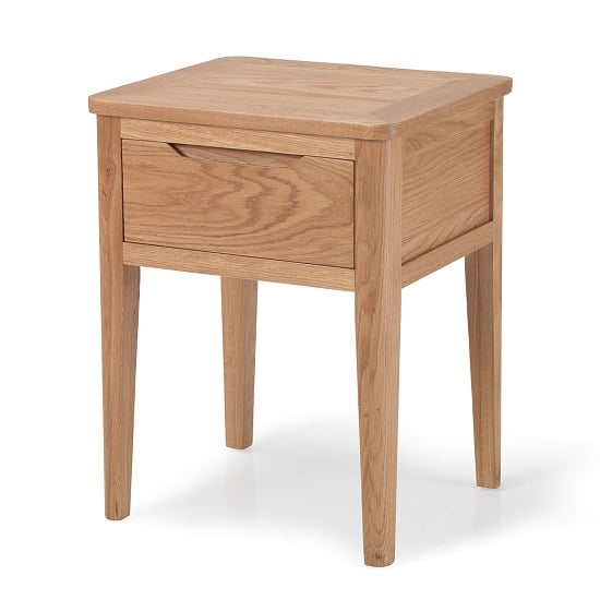 Melton Wooden Lamp Table In Natural Oak With 1 Drawer