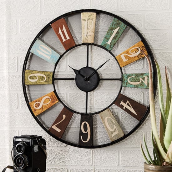 Product photograph of Merope Industrial Style Metal Archie Wall Clock from Furniture in Fashion