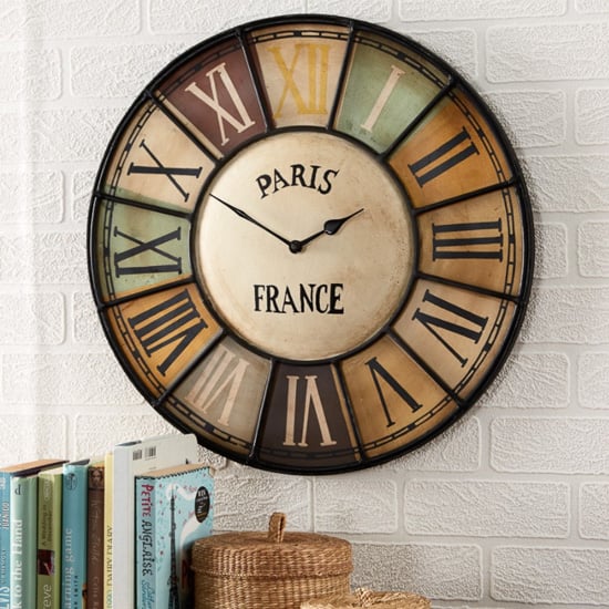 Product photograph of Merope Industrial Style Metal Wall Clock Chalet from Furniture in Fashion