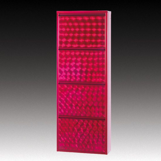 4 Tiered Red Reflective Shoe Cabinet, Shoe storage, 5207-106