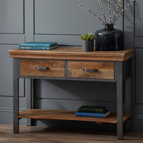 Product photograph of Metapoly Industrial Console Table In Acacia With 2 Drawers from Furniture in Fashion