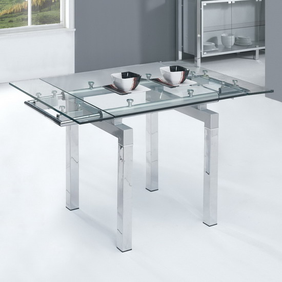 Mini Extendable Clear Glass Dining Table Only