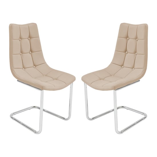 Product photograph of Mintaka Beige Faux Leather Dining Chairs In Pair from Furniture in Fashion