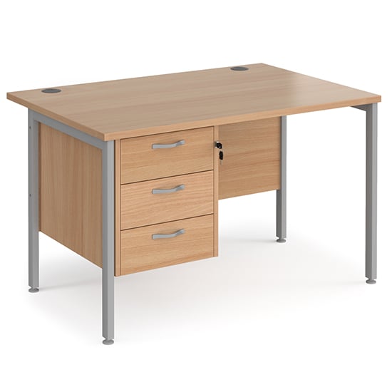 Moline 1200mm Computer Desk In Beech Silver With 3 Drawers