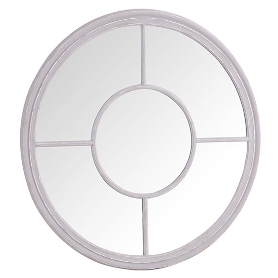 Product photograph of Moncton Round Window Bedroom Mirror In Distressed Grey from Furniture in Fashion