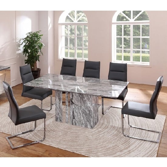 Moritz Marble Rectangular Dining Table With 6 Dining Chairs