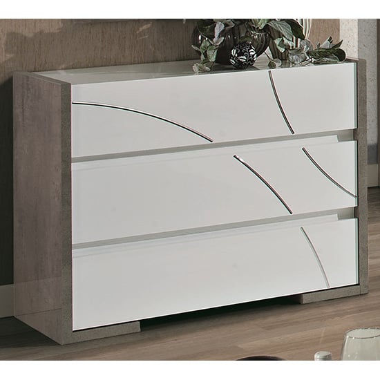 Product photograph of Namilon Wooden Chest Of Drawers In White And Grey Marble Effect from Furniture in Fashion