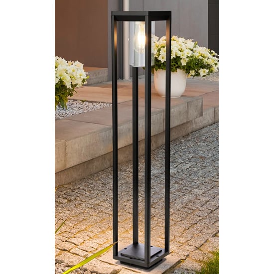 Product photograph of Nash Outdoor Garden Tall Post Light In Black With Clear Glass from Furniture in Fashion