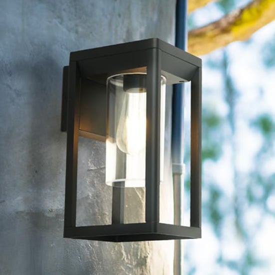Product photograph of Nash Outdoor Wall Light In Black With Clear Glass from Furniture in Fashion