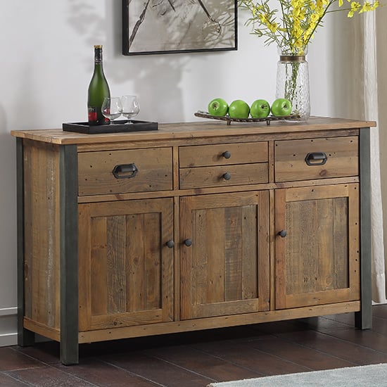 Product photograph of Nebura Sideboard In Reclaimed Wood With 3 Doors And 4 Drawers from Furniture in Fashion