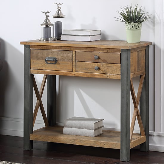 Product photograph of Nebura Small Wooden Console Table In Reclaimed Wood from Furniture in Fashion