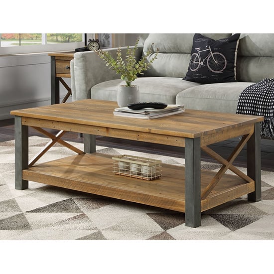 Product photograph of Nebura Wooden Coffee Table In Reclaimed Wood from Furniture in Fashion
