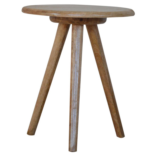 Product photograph of Neligh Wooden Round Tripod Stool In Natural Oak Ish from Furniture in Fashion