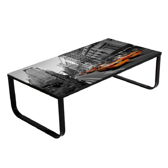 New York Taxi Glass Coffee Table With Print