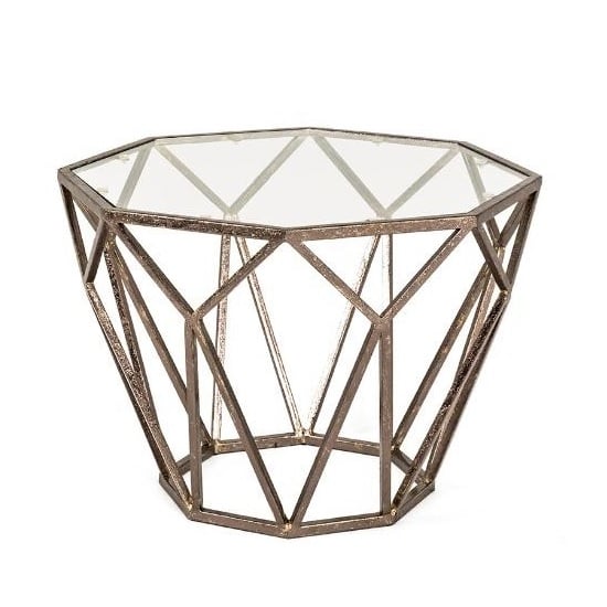 Nicole Glass Side Table Octagonal With Antique Bronze Frame