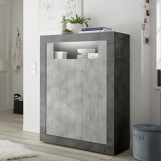 Product photograph of Nitro Led 2 Doors Wooden Storage Unit In Oxide And Cement Effect from Furniture in Fashion