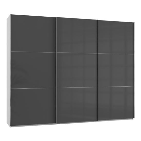 Product photograph of Noyd Wooden Sliding Wardrobe In Grey And White 3 Doors from Furniture in Fashion