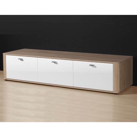 Monza Gloss White/Oak 3 Door TV Stand, 2136-157