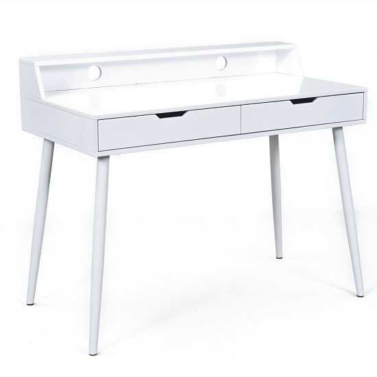 Mdf Computer Desk Compare Office Supplies S For Oscar Computer Desk In White High Gloss With 2 Drawers