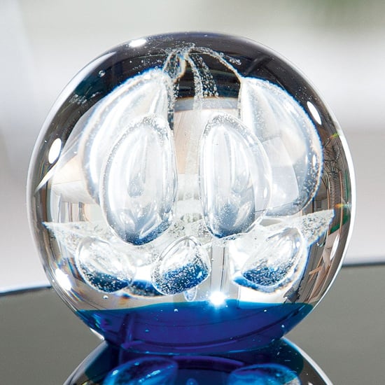 Product photograph of Paperweight Glass Ball Design Sculpture In Blue And Clear from Furniture in Fashion