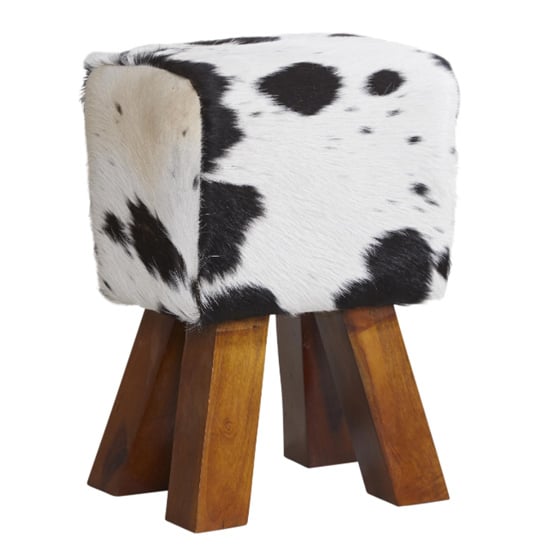 Product photograph of Phaet Faux Leather Cowhide Stool In Dark from Furniture in Fashion