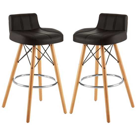 Product photograph of Porrima Black Faux Leather Effect Bar Stools In Pair from Furniture in Fashion