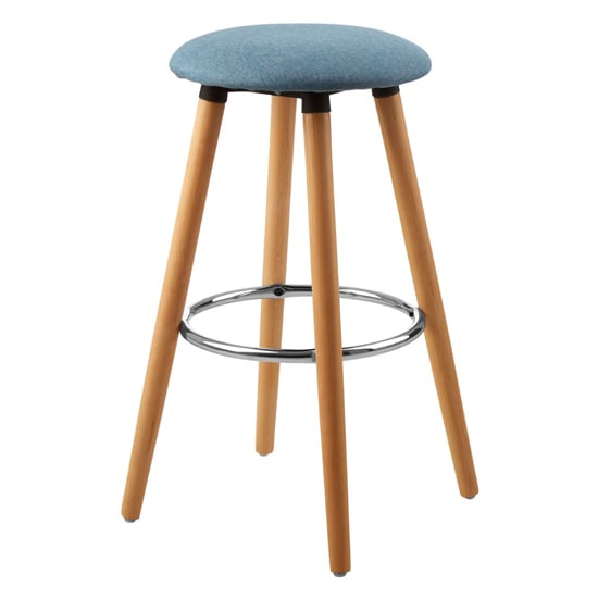 Product photograph of Porrima Fabric Round Seat Bar Stool In Blue from Furniture in Fashion