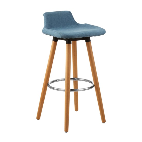 Product photograph of Porrima Fabric Seat Bar Stool In Blue from Furniture in Fashion