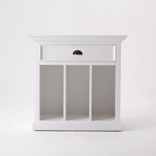 Product photograph of Porth Wooden Bedside Table With Dividers In Classic White from Furniture in Fashion