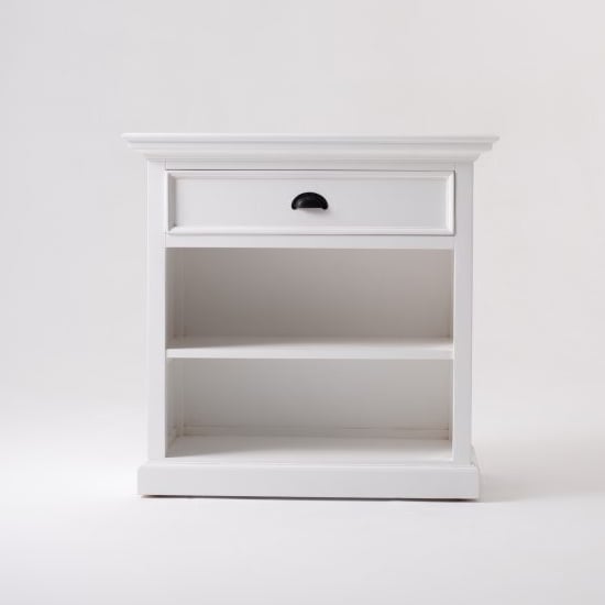 Product photograph of Porth Wooden Bedsidetable With Shelves In Classic White from Furniture in Fashion