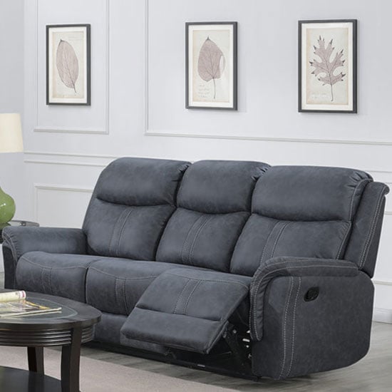 Product photograph of Portland Fabric 3 Seater Recliner Sofa In Slate Grey from Furniture in Fashion