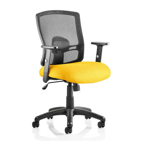 Product photograph of Portland Task Black Back Office Chair With Senna Yellow Seat from Furniture in Fashion