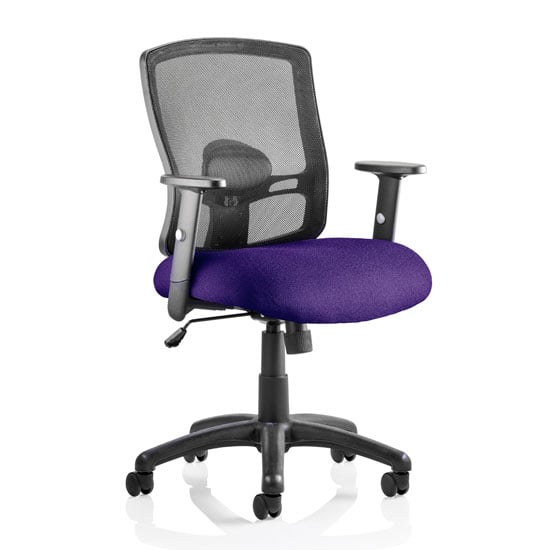 Product photograph of Portland Task Black Back Office Chair With Tansy Purple Seat from Furniture in Fashion