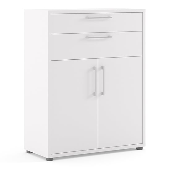 Product photograph of Prax 2 Doors 2 Drawers Office Storage Cabinet In White from Furniture in Fashion