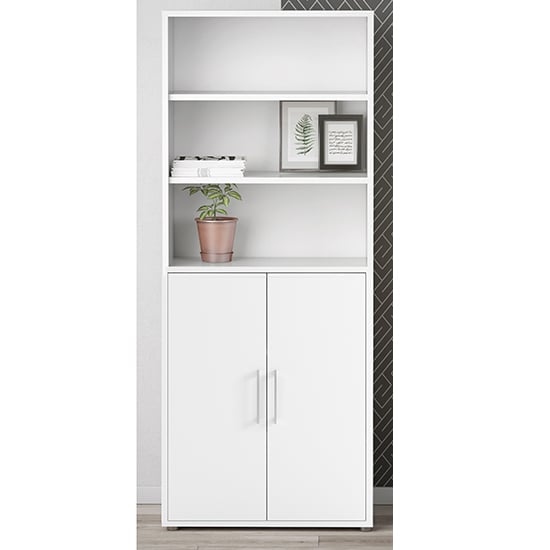 Product photograph of Prax 2 Doors 5 Shelves Office Storage Cabinet In White from Furniture in Fashion