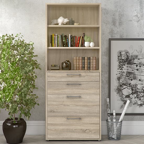 Product photograph of Prax 5 Shelves 2 Drawers Office Storage Cabinet In Oak from Furniture in Fashion