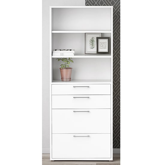 Product photograph of Prax 5 Shelves 2 Drawers Office Storage Cabinet In White from Furniture in Fashion