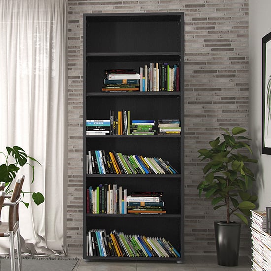 Product photograph of Prax 5 Shelves Home And Office Bookcase In Black from Furniture in Fashion