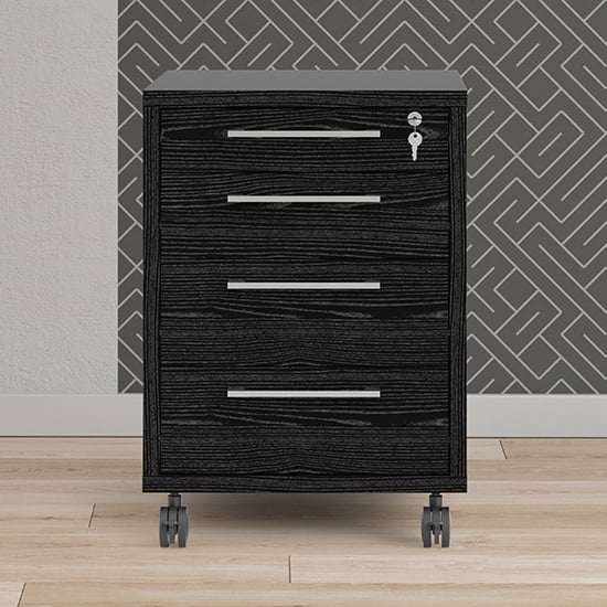 Product photograph of Prax Mobile Office Pedestal In Black With 4 Drawers from Furniture in Fashion