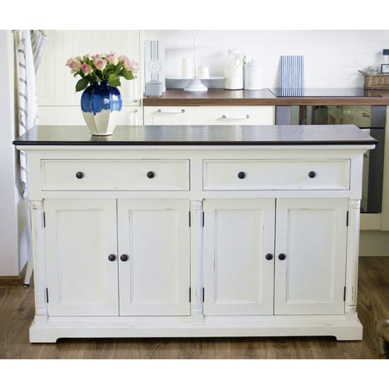 Product photograph of Provik Classic Sideboard In White Distress And Deep Brown from Furniture in Fashion