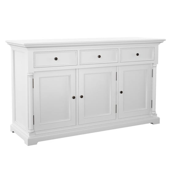 Product photograph of Proviko Wooden Classic Sideboard With 3 Doors In Classic White from Furniture in Fashion