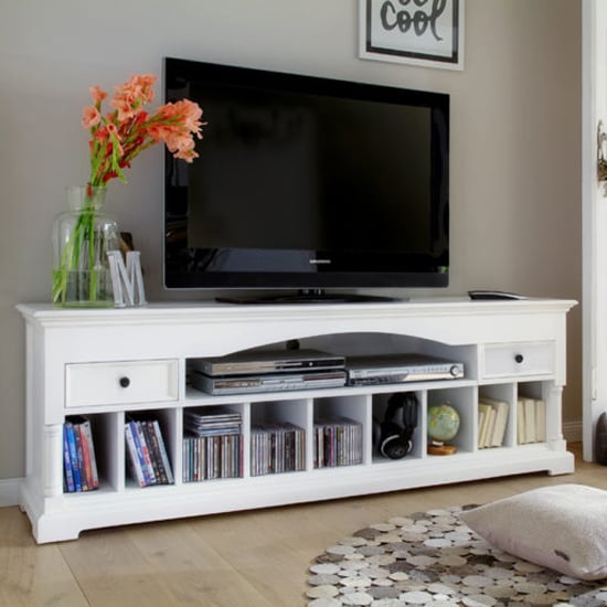 Product photograph of Proviko Wooden Tv Stand In Classic White from Furniture in Fashion