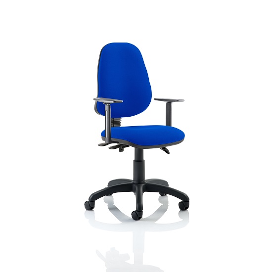 Product photograph of Redmon Fabric Office Chair In Blue With Height Adjustable Arms from Furniture in Fashion