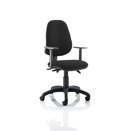 Product photograph of Redmon Fabric Office Chair In Black With Height Adjustable Arms from Furniture in Fashion