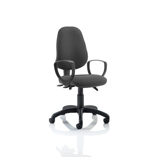 Product photograph of Redmon Fabric Office Chair In Charcoal With Loop Arms from Furniture in Fashion