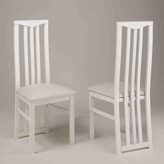 Product photograph of Regal Wooden Dining Chair In White With Crystal Details from Furniture in Fashion