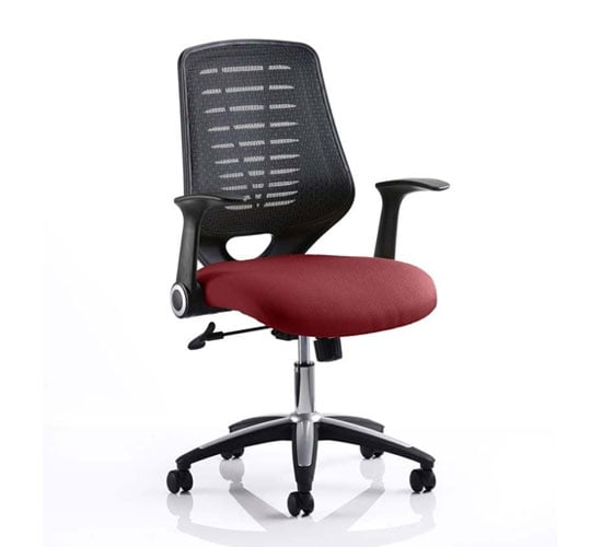 Product photograph of Relay Task Black Back Office Chair With Ginseng Chilli Seat from Furniture in Fashion