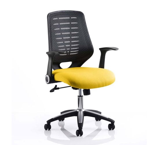 Product photograph of Relay Task Black Back Office Chair With Senna Yellow Seat from Furniture in Fashion