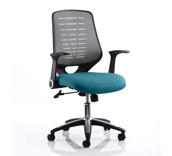 Product photograph of Relay Task Silver Back Office Chair With Maringa Teal Seat from Furniture in Fashion