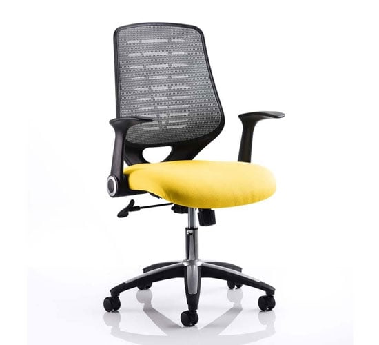 Product photograph of Relay Task Silver Back Office Chair With Senna Yellow Seat from Furniture in Fashion